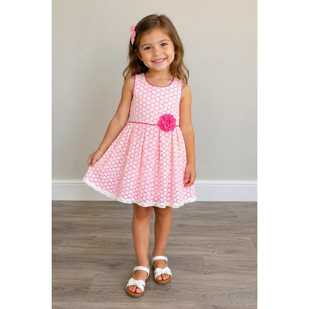 Jona Michelle Girls Pink Ombre Floral Lace Dress 4T Sleeveless Party